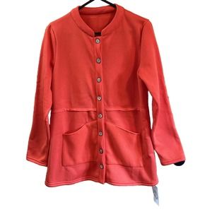 NWT, Floral Blooming Women’s Sz Medium Red Button Front Jacket w/Pockets